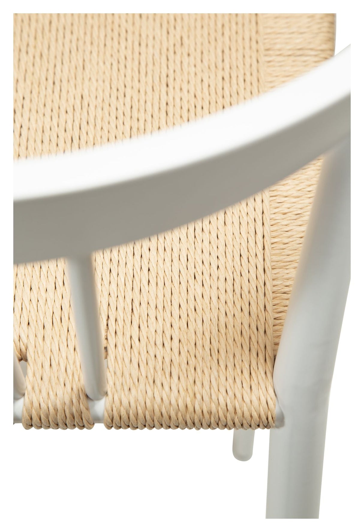 Sava Bar stool, beige paper rope/White frame