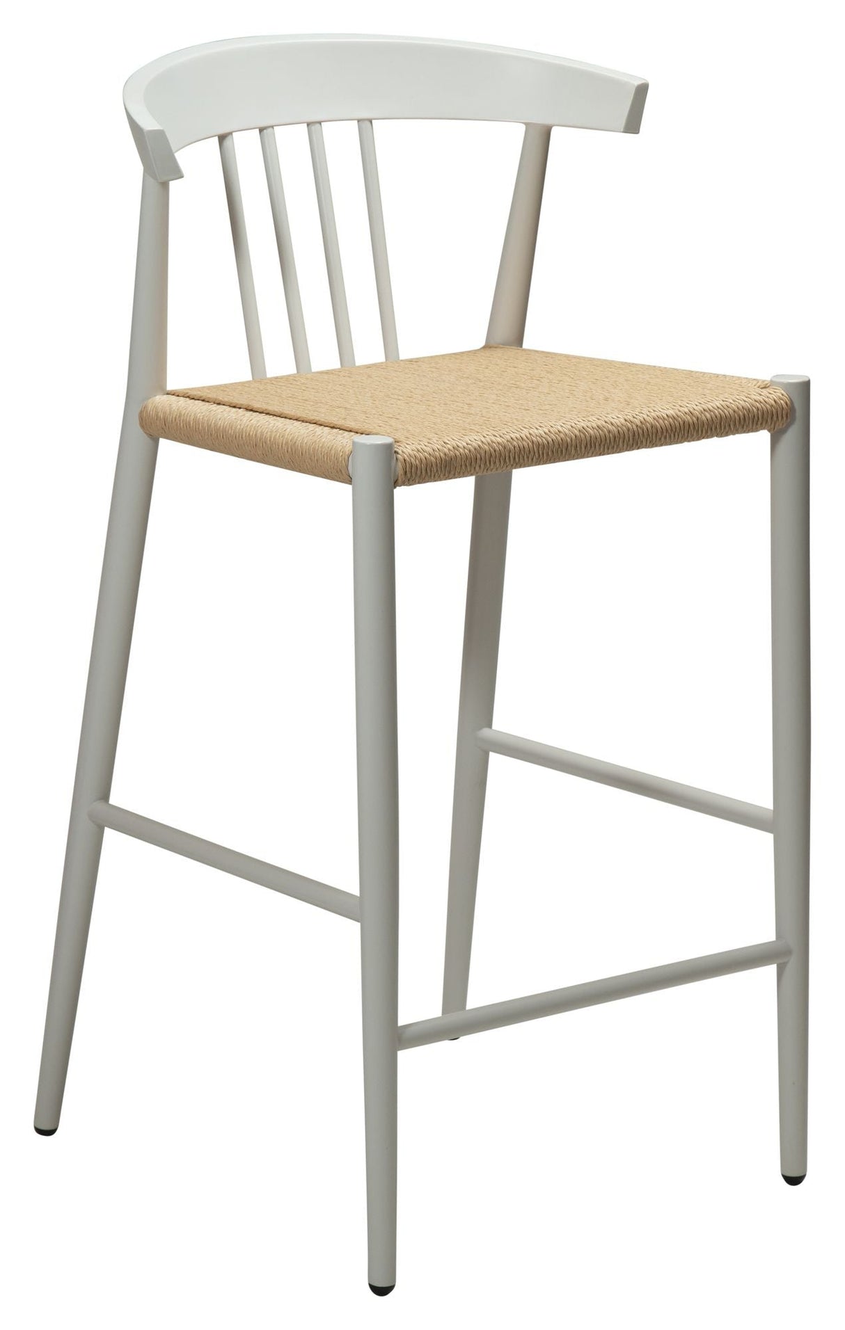 Sava bar stool SH: 66.50cm, beige paper rope/White frame