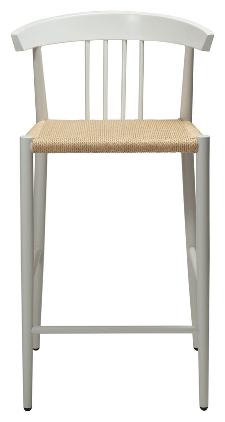 Sava bar stool SH: 66.50cm, beige paper rope/White frame