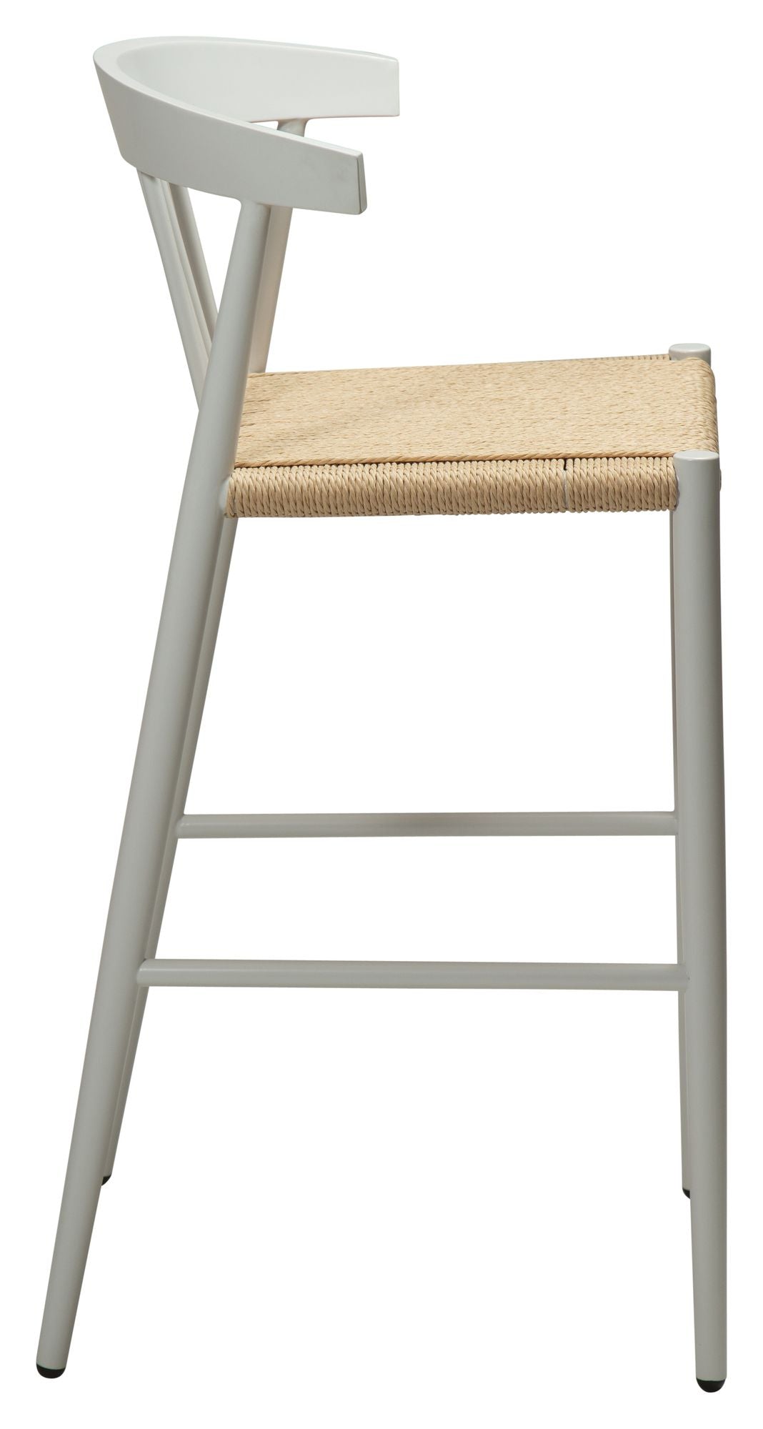 Sava bar stool SH: 66.50cm, beige paper rope/White frame