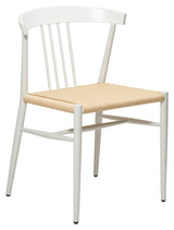 Sava Dining chair, beige paper rope/white frame