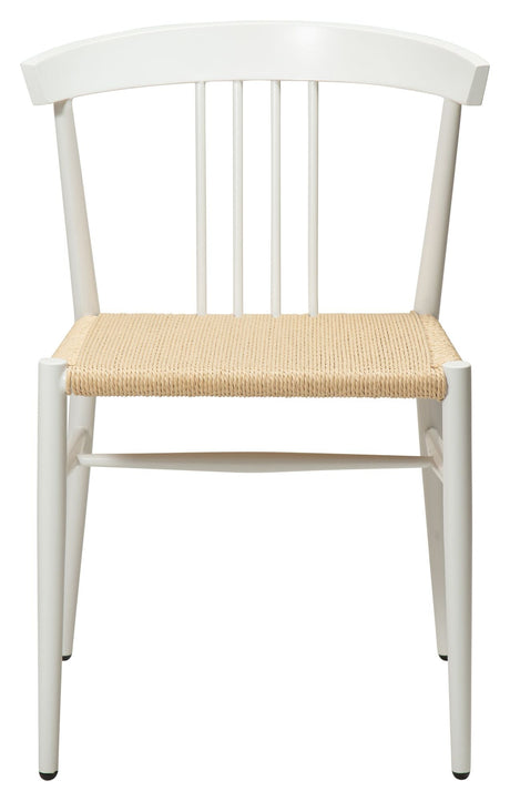 Sava Dining chair, beige paper rope/white frame