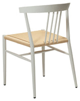 Sava Dining chair, beige paper rope/white frame