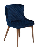 Vetro Dining chair, midnight blue velvet/oak legs