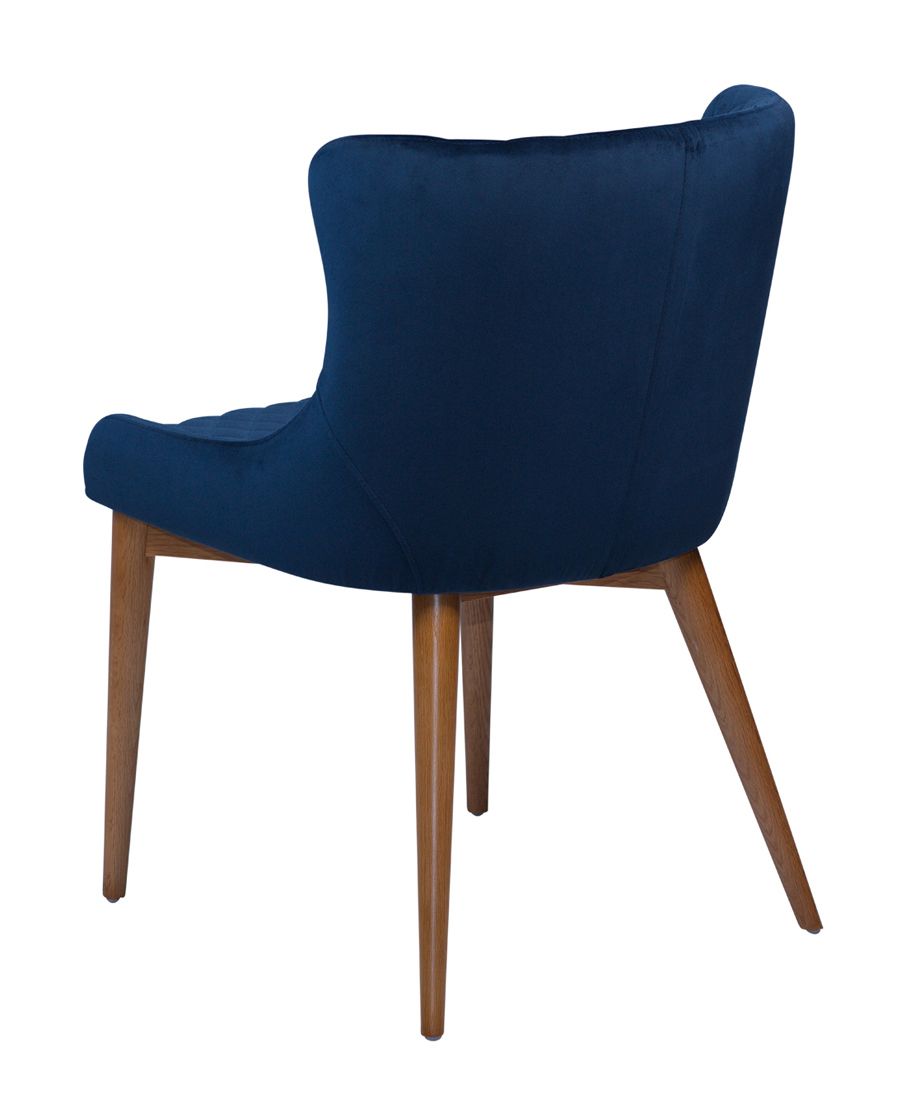 Vetro Dining chair, midnight blue velvet/oak legs