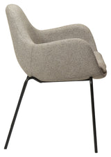 Zimmer Dining chair with arm, pebble earth bouclé fabric