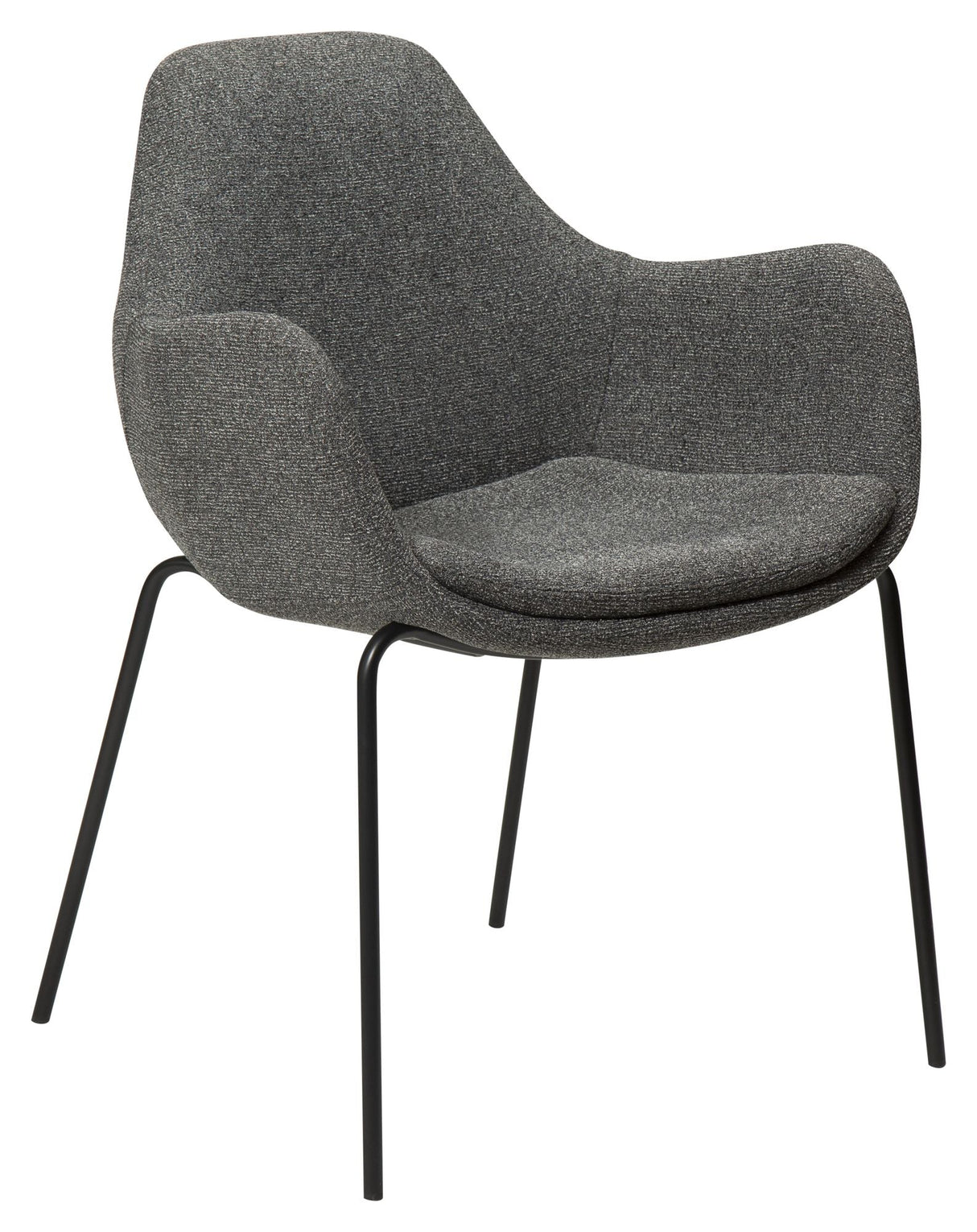 Zimmer Dining chair with arm, pebble gray bouclé fabric