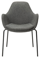 Zimmer Dining chair with arm, pebble gray bouclé fabric