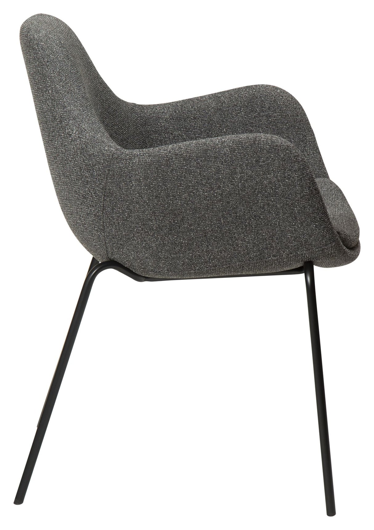 Zimmer Dining chair with arm, pebble gray bouclé fabric