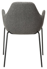 Zimmer Dining chair with arm, pebble gray bouclé fabric