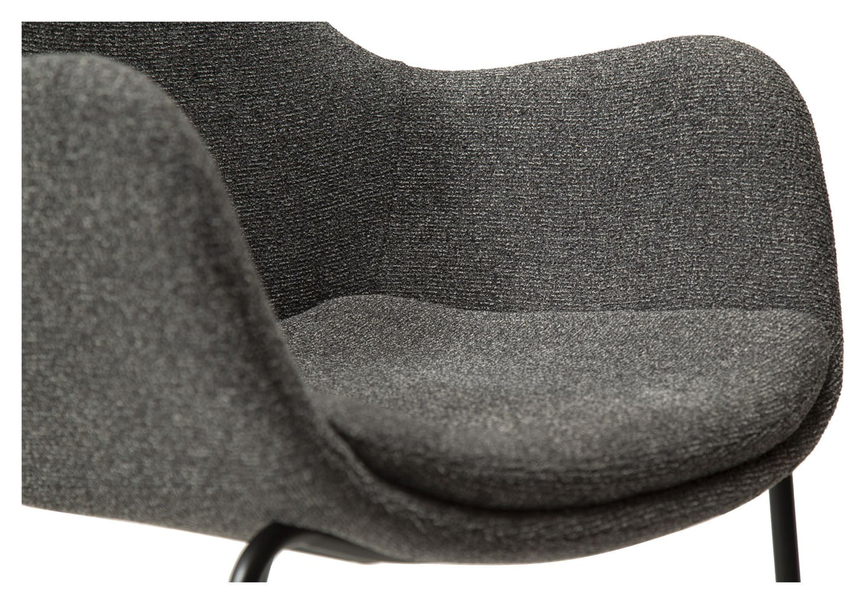 Zimmer Dining chair with arm, pebble gray bouclé fabric