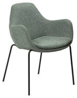 Zimmer Dining chair with arm, pebble green bouclé fabric