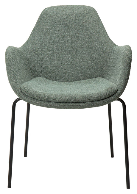 Zimmer Dining chair with arm, pebble green bouclé fabric