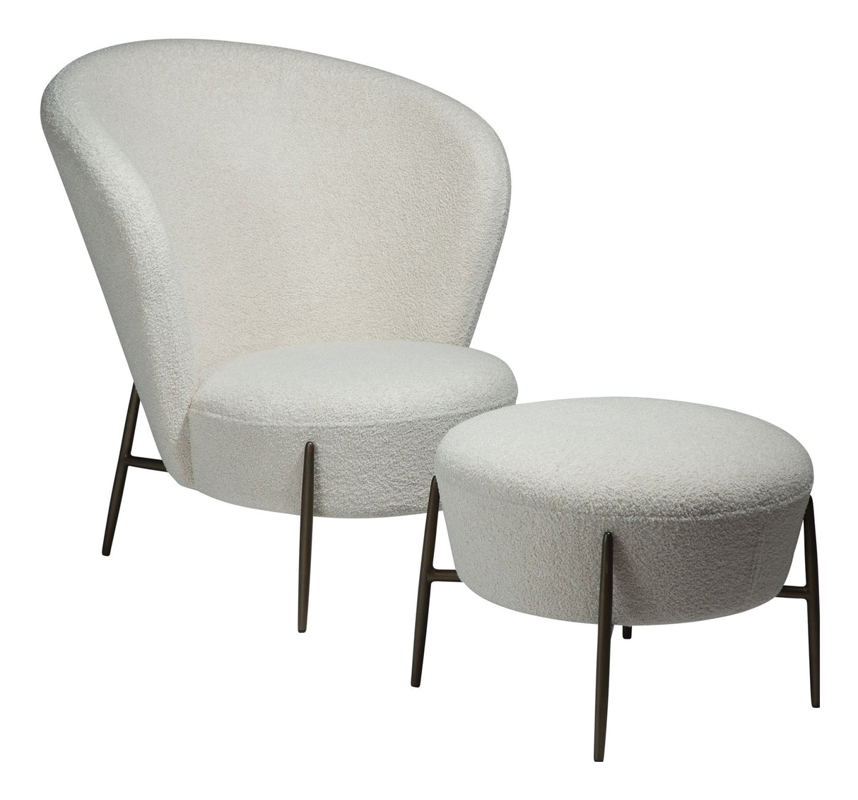 ORBIT Lounge Chair, White/beige Fabric