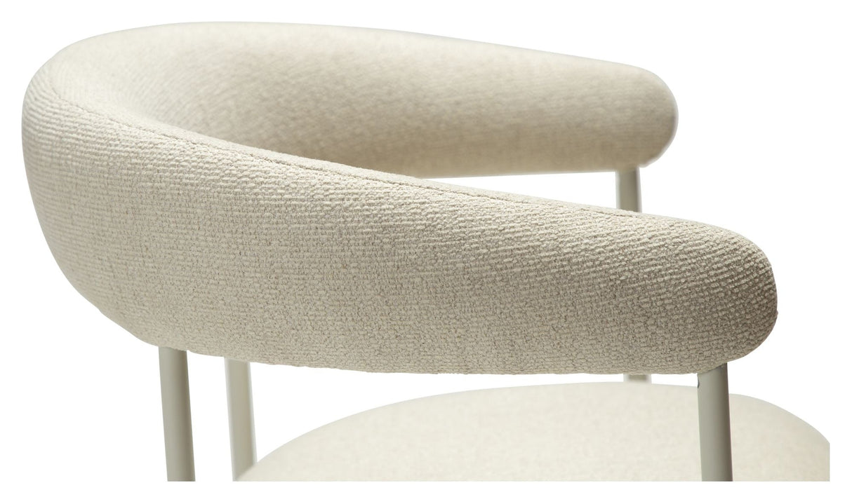 PLENTI Dining chair with armrests, Beige Bouclé