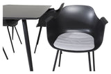 Silar Dining table in black Melamine with 4 Comfort chairs, Black Plastic