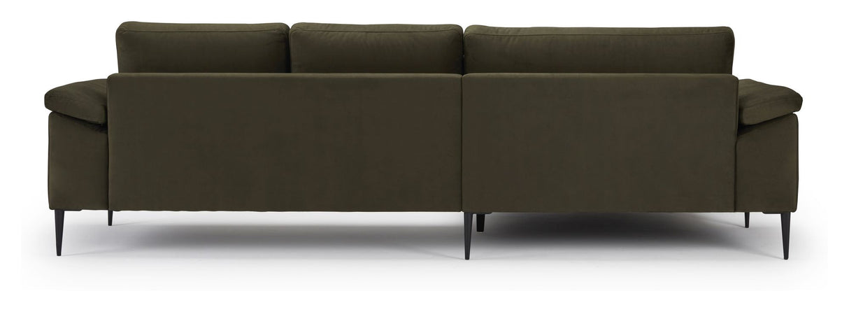 Nabbe 3-pers. Sofa with chaise longue, left green fabric