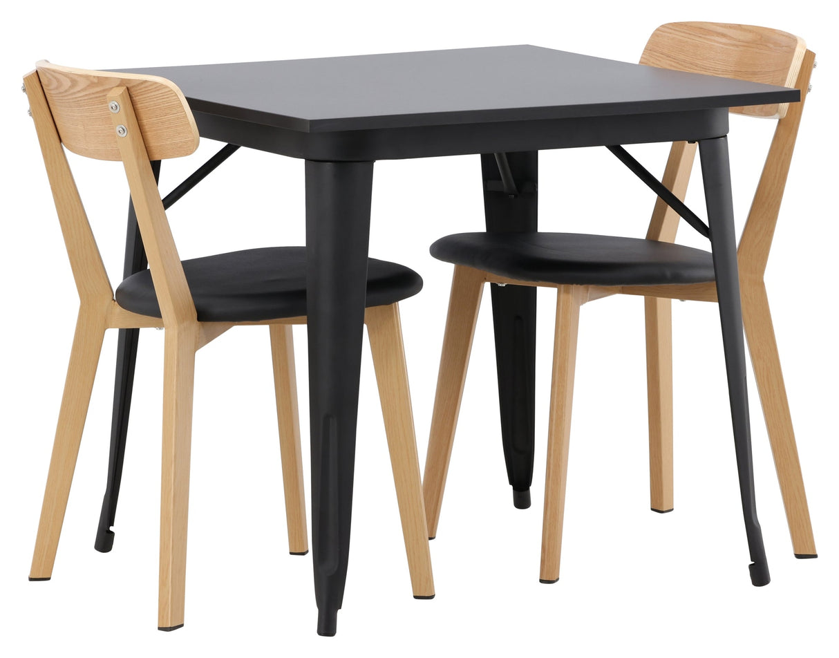 Tempe Dining table w. 2 Sanjos chairs - Black