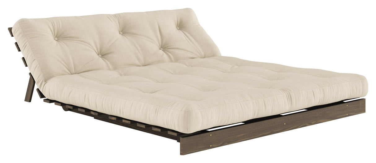 Roots 160 Sofa bed, Brown lacquered pine, Beige