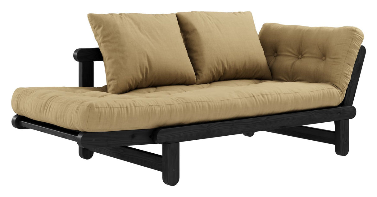 Beat Sofa bed, Black lacquered, Pine/Wheat beige