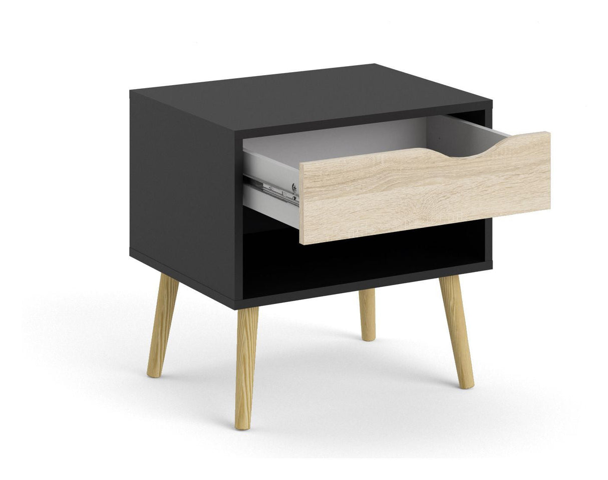 Delta Bedside table w. drawer - Egelook/Mat Black