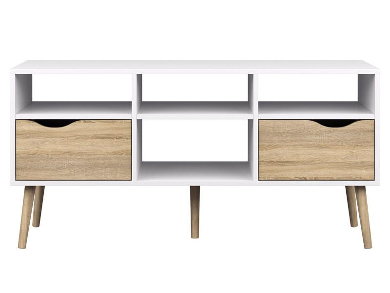 Delta TV Table - White with oak look