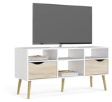 Delta TV Table - White with oak look