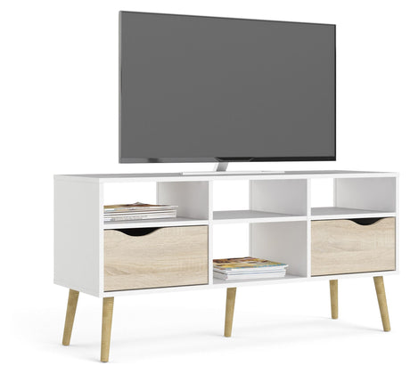 Delta TV Table - White with oak look