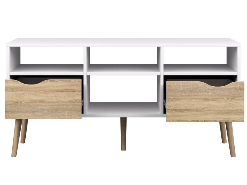 Delta TV Table - White with oak look