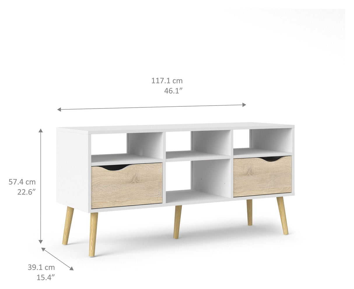 Delta TV Table - White with oak look