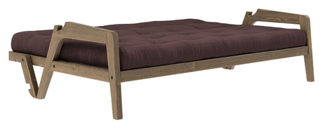 Grab Sofa bed, Brown lacquered pine, Brown