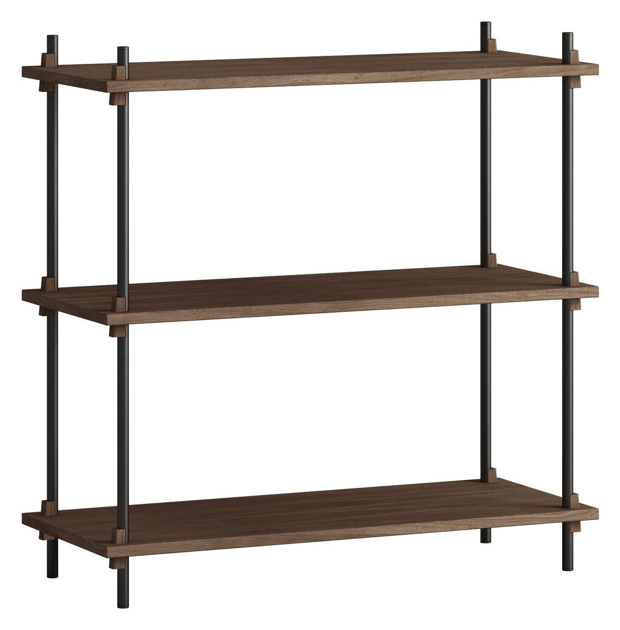 Shelving System, 1 bay, 3 shelves, H:85, Smoked Oak/Black