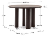 Mailen Dining table, Ash veneer/Dark finish, Ø120