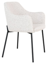 Melilla, Dining chair w/armrests, white/bouclé