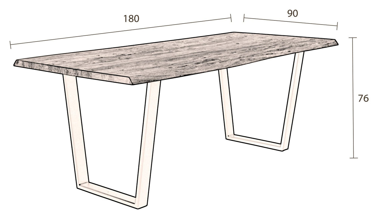 Dutchbone Aka Dining Table Acacia/Black, 180x90