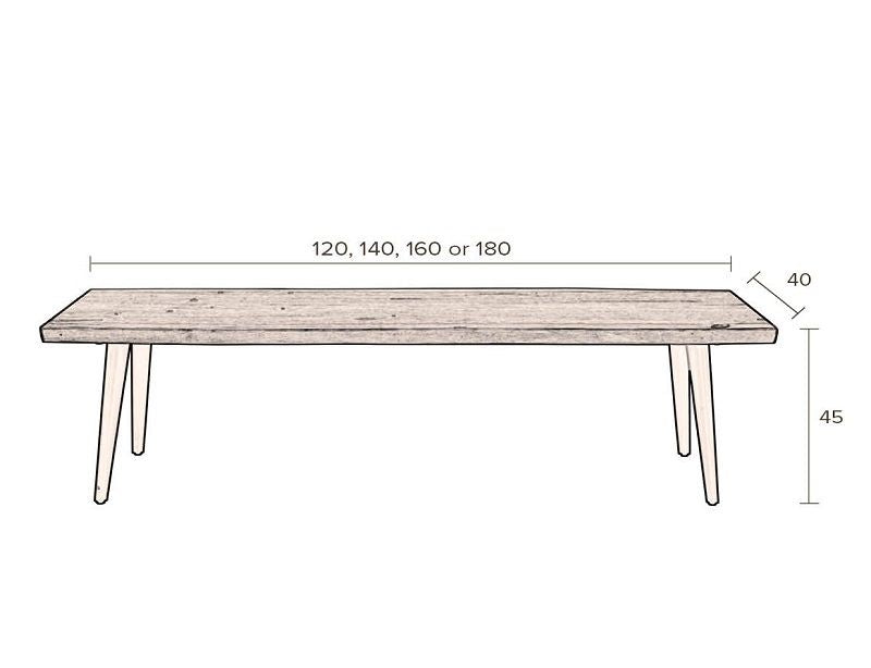 Dutchbone Alagon Bench 140x40, Black Legs