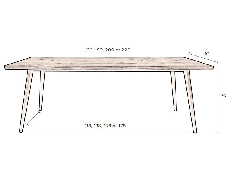 Dutchbone Alagon Dining Table 200x90, Black Legs