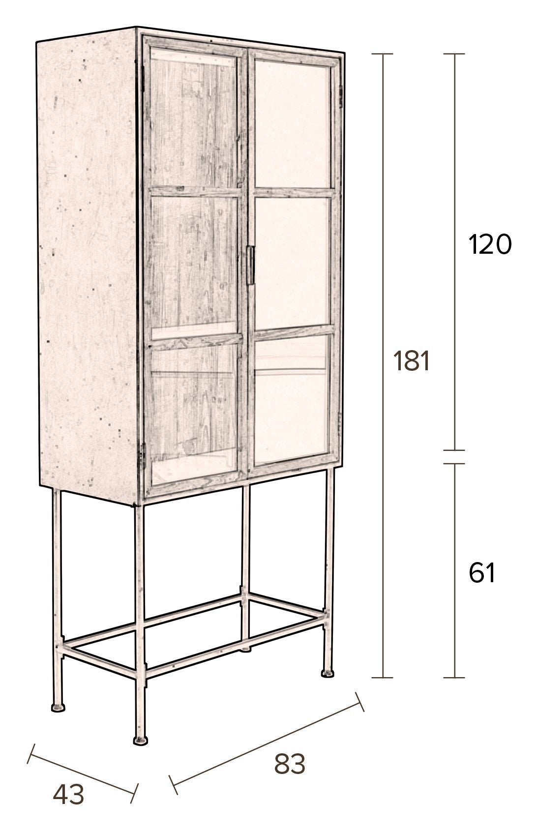 Dutchbone Berlin Wine Cabinet - Dark Wood