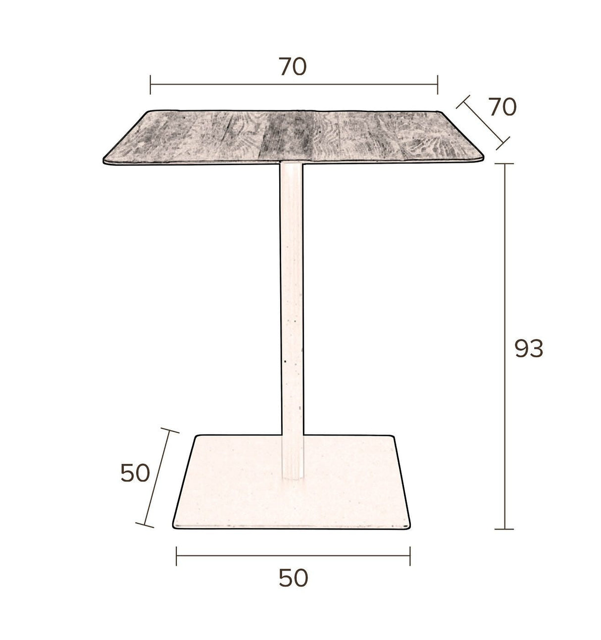 Dutchbone Braza Bar Table 70x70, Brown