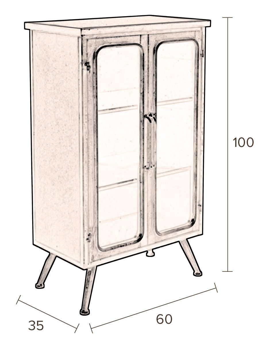 Dutchbone Denza Vitrine cabinet, Iron/Glass