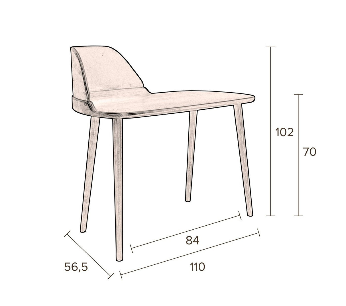 Dutchbone Finn Desk with velour panel