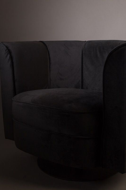 Dutchbone Flower Lounge Chair, Black velvet