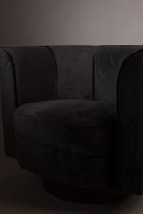 Dutchbone Flower Lounge Chair, Black velvet