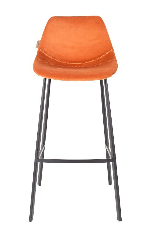 Dutchbone Franky Barstool, Orange velvet