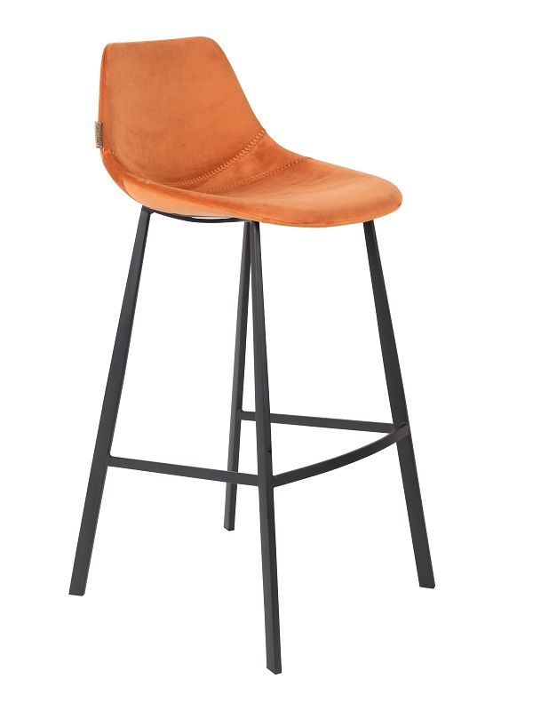 Dutchbone Franky Barstool, Orange velvet