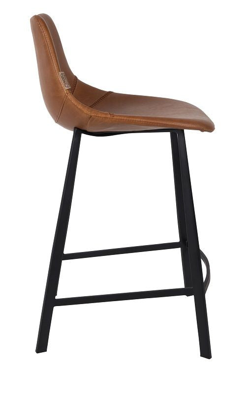 Dutchbone Franky bar stool Brown PU leather, SH: 65cm