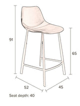 Dutchbone Franky bar stool Brown PU leather, SH: 65cm