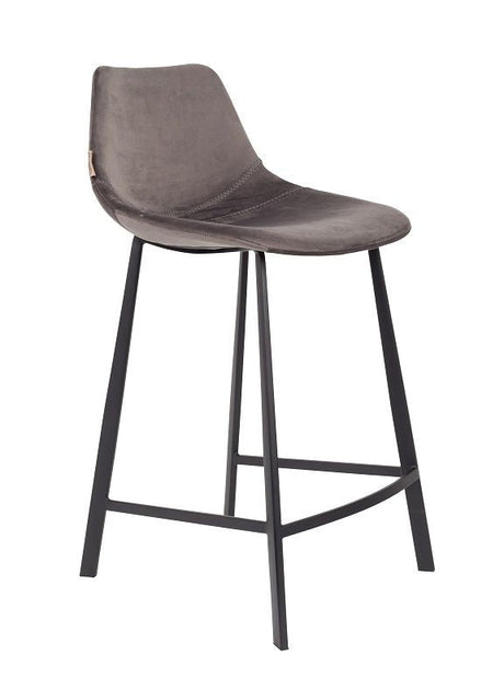 Dutchbone Franky bar stool, Gray velvet, SH: 65cm