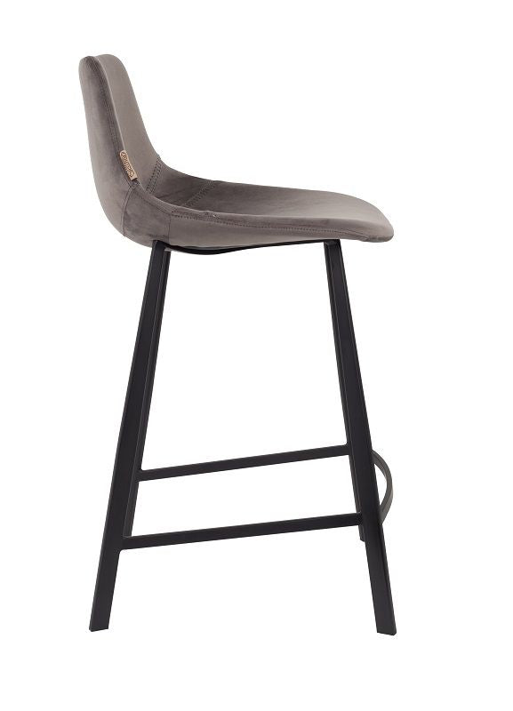 Dutchbone Franky bar stool, Gray velvet, SH: 65cm