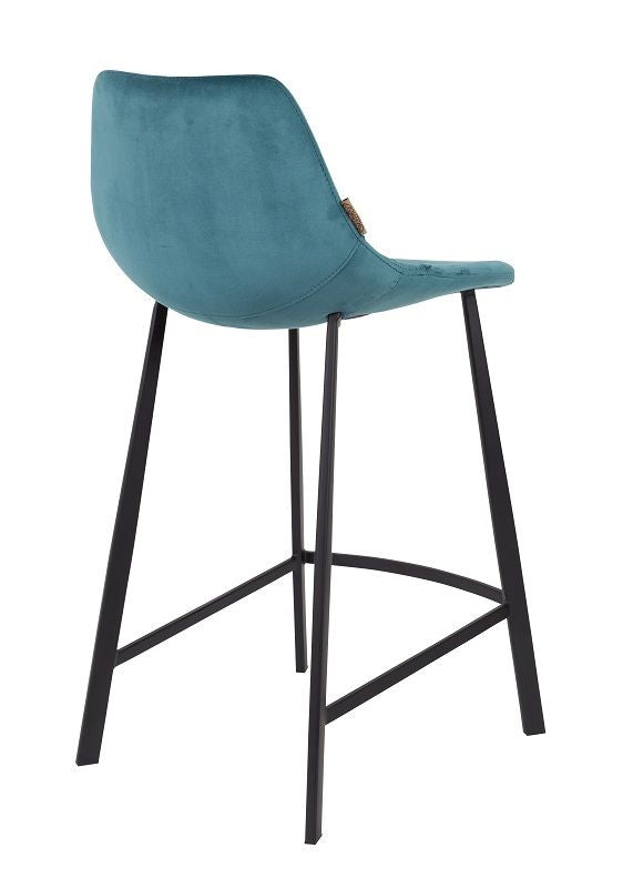 Dutchbone Franky bar stool, Petrol velour, SH: 65cm